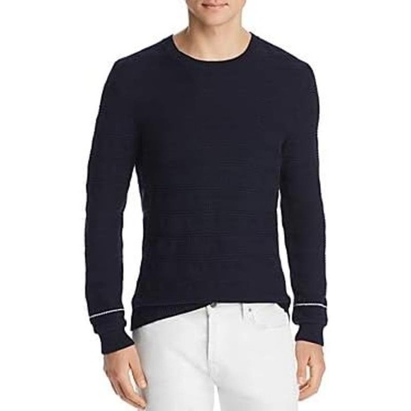 Bloomingdales Mens Textured Crew Neck Pullover Sweater Navy Blue Size M - Picture 1 of 7